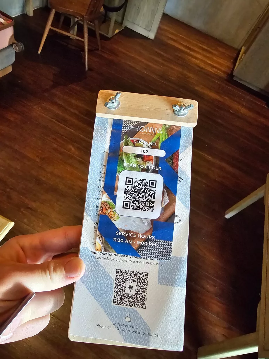 Código QR para o serviço de quartos