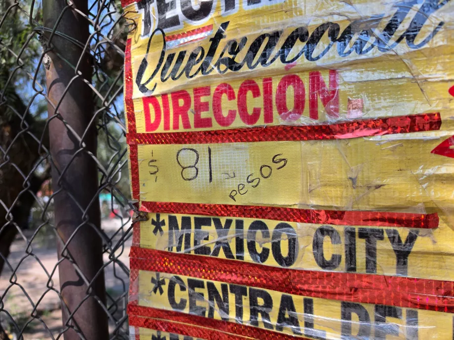 Preço dos autocarros para o centro da Cidade do México