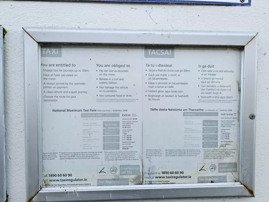 Preços dos táxis em 2025