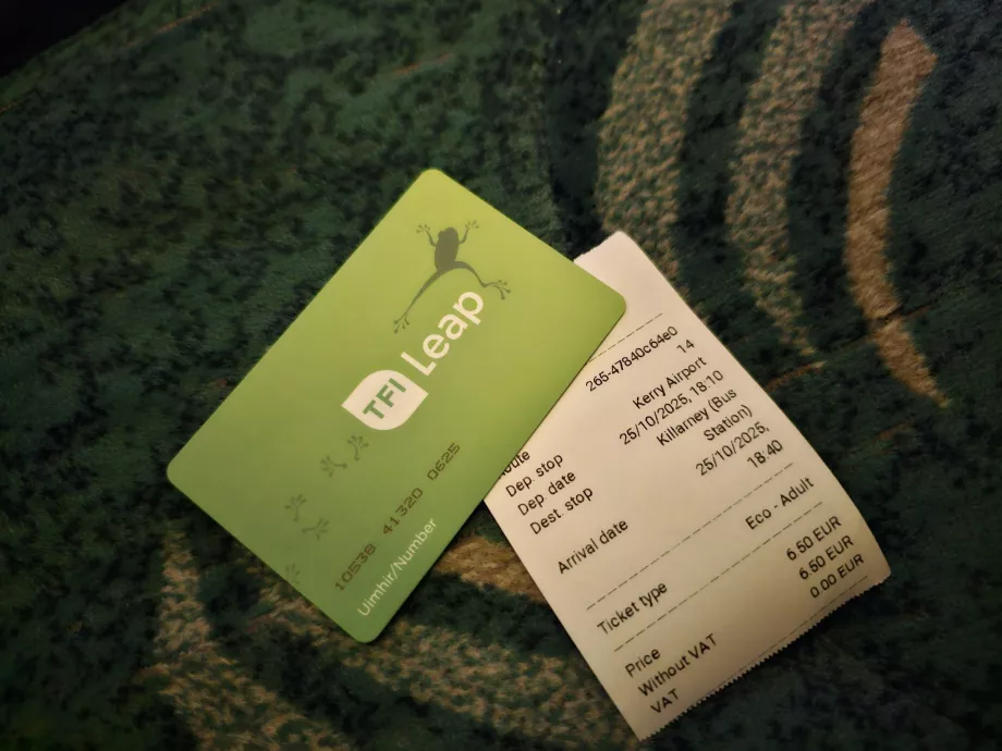 Tarifa de autocarro do aeroporto para Killarney