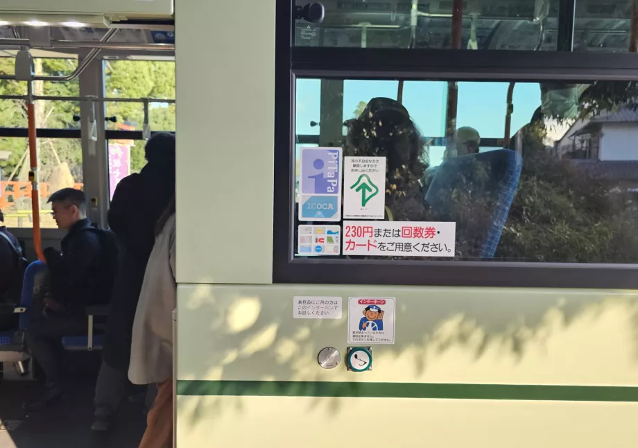 Informações sobre as opções de pagamento no autocarro