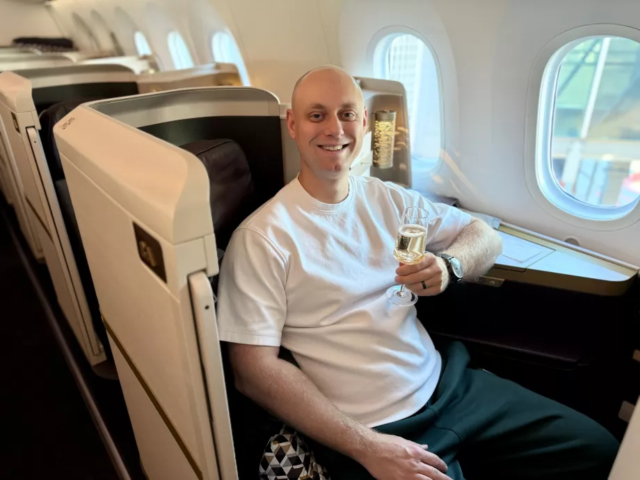 Champanhe antes da descolagem