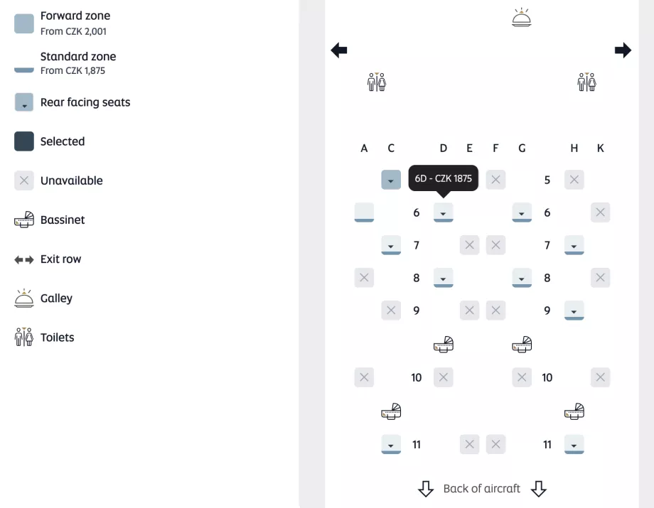 Mapa de lugares e preço de seleção de lugares