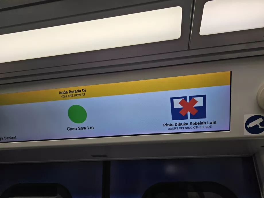 Infografia sobre o lado em que a porta se abre no metro