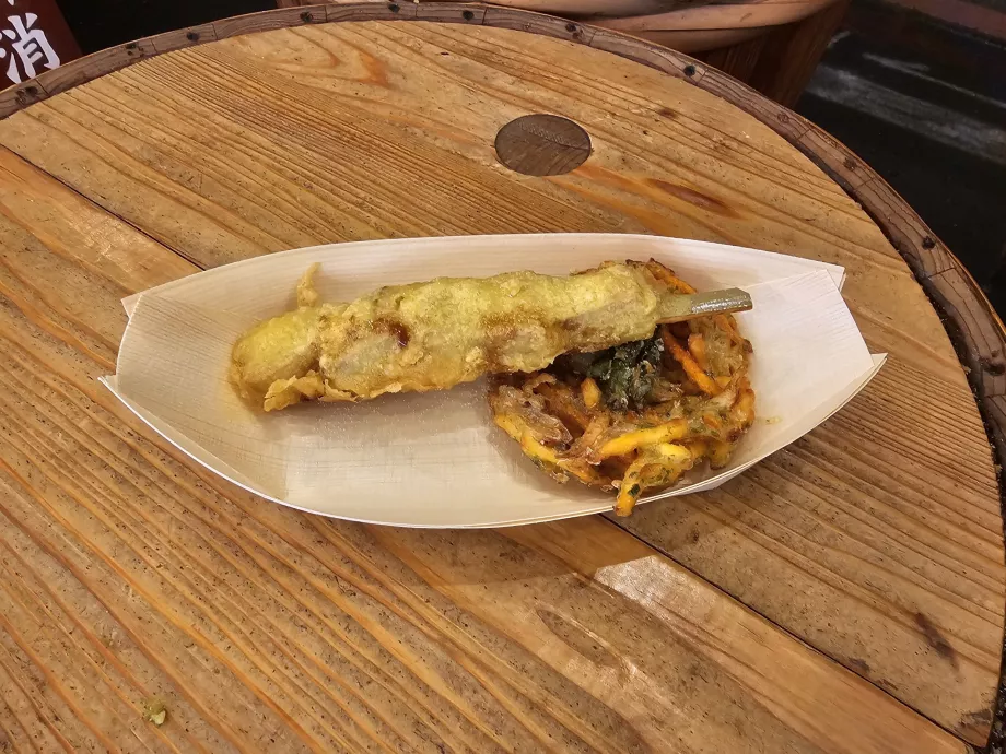 O meu tempura no Mercado Nishiki