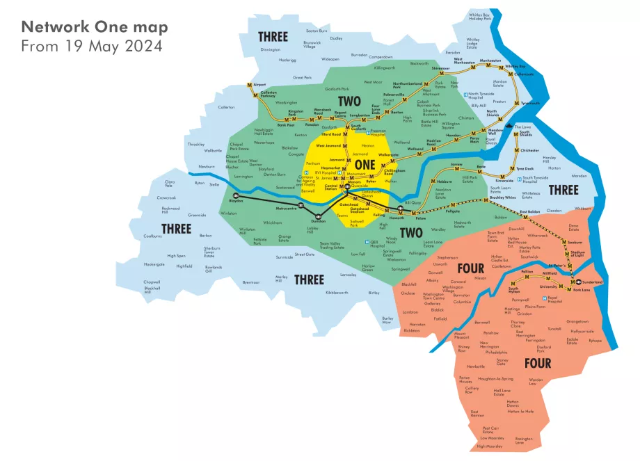 Tyne and Wear Mapa de bilhetes