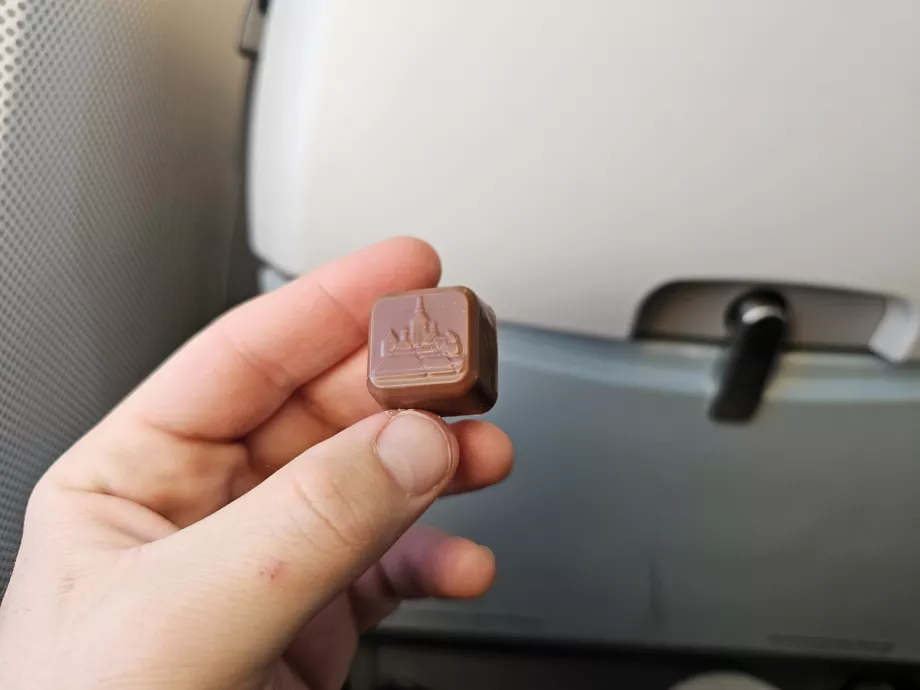 Praliné de chocolate antes da aterragem