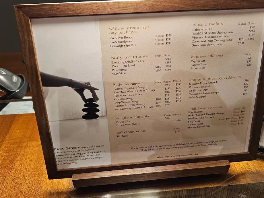 Preços do spa