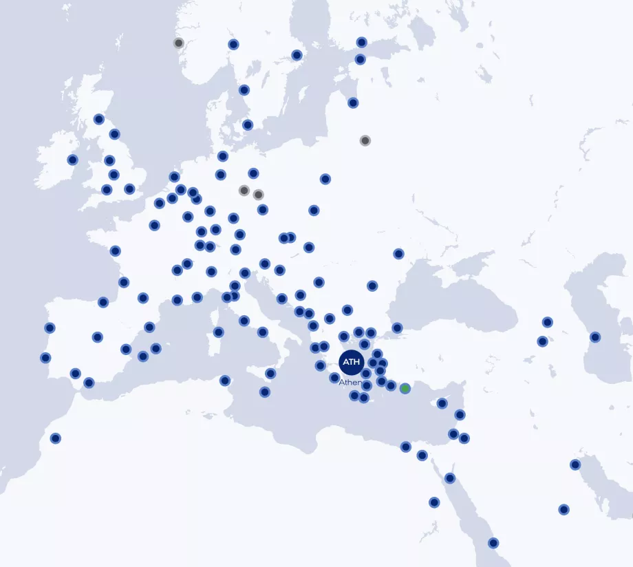 Mapa da rota Aegean Airlines