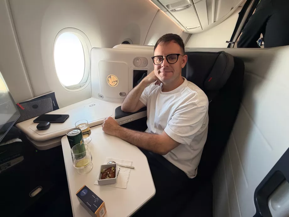 Eu na classe executiva da Air France