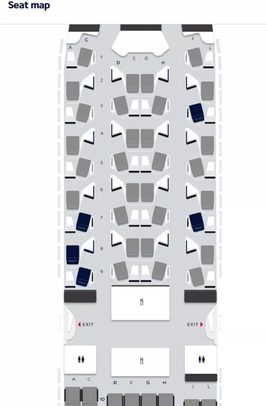 Mapa de lugares: antiga classe executiva