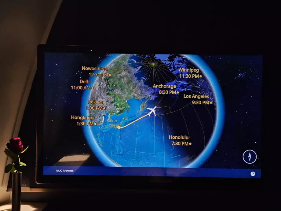 Mapa do voo sobre o Pólo Norte