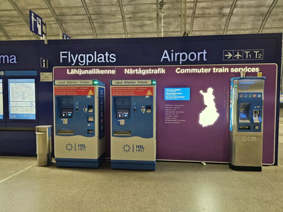Máquinas de venda automática de bilhetes, estações de comboio