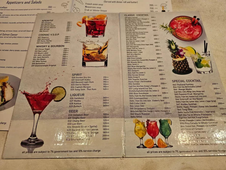 Menu de bebidas