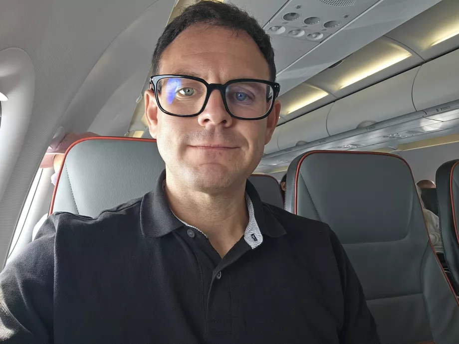 Eu na classe executiva europeia da Condor