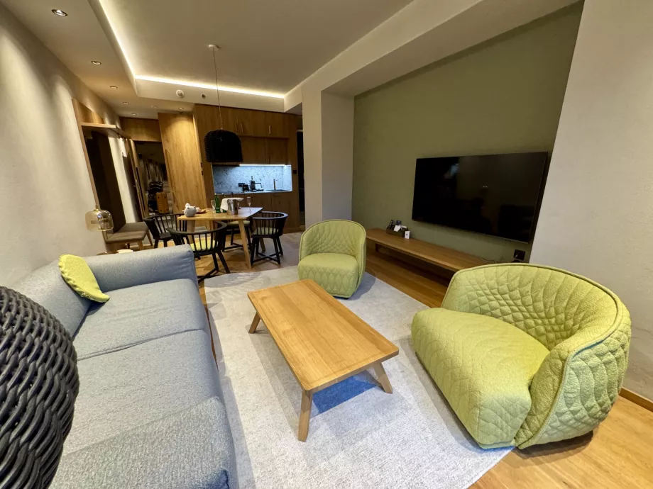 Sala de estar e kitchenette