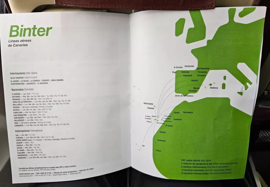 Mapa do itinerário Binter Canarias