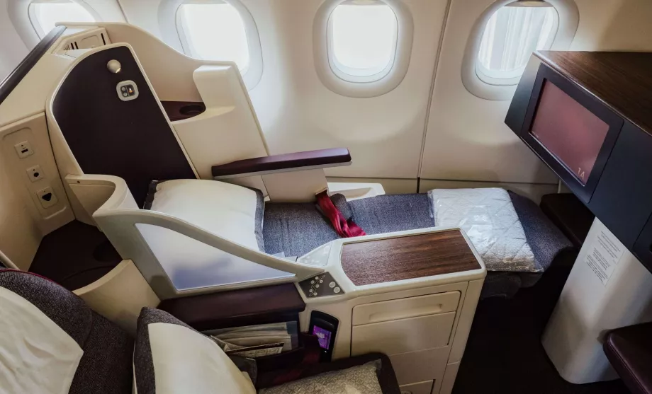 Cama de casal na classe executiva Qatar Airways