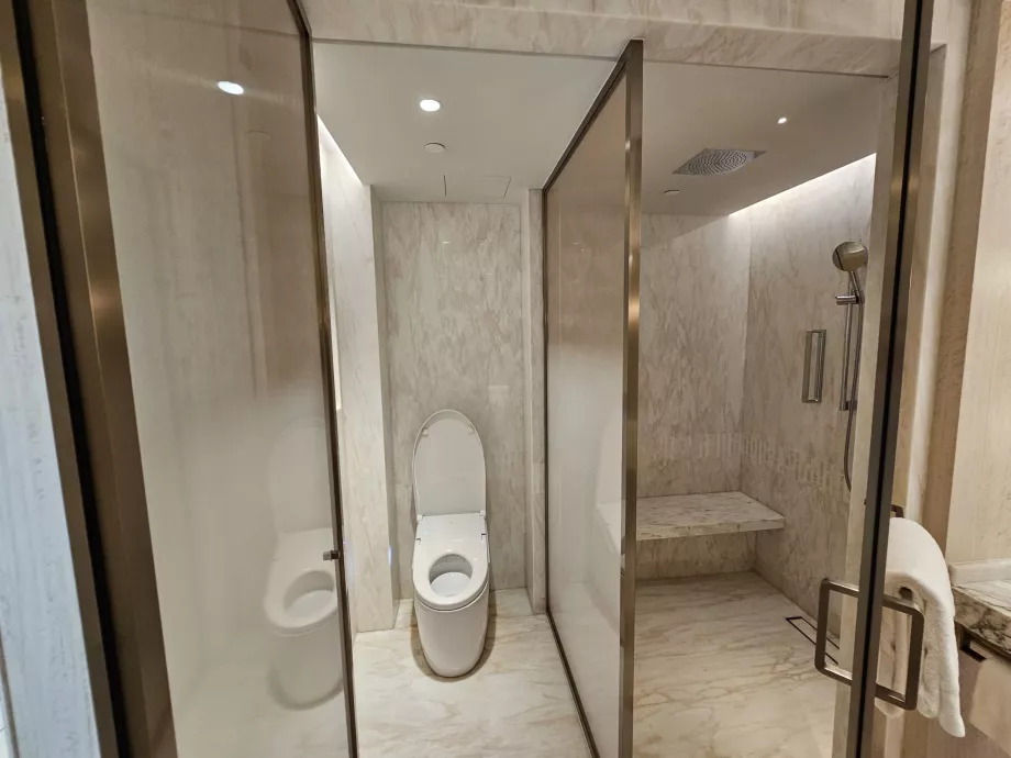 Duche e casa de banho - porta aberta