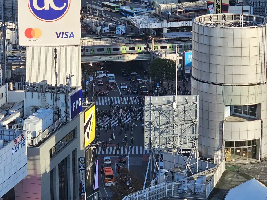 Vista do cruzamento de Shibuya com zoom