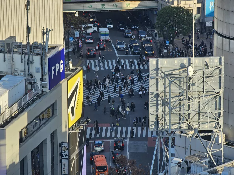Vista do cruzamento de Shibuya com zoom