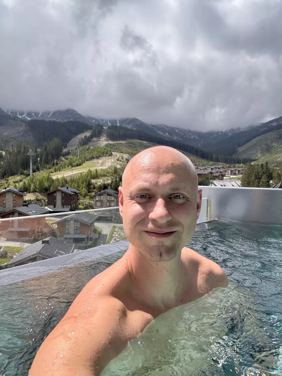 David na piscina
