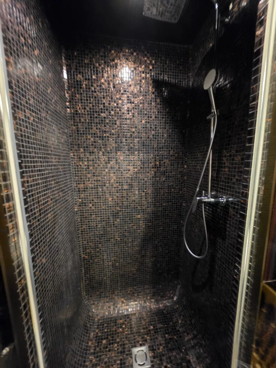 Cabina de duche na casa de banho adjacente