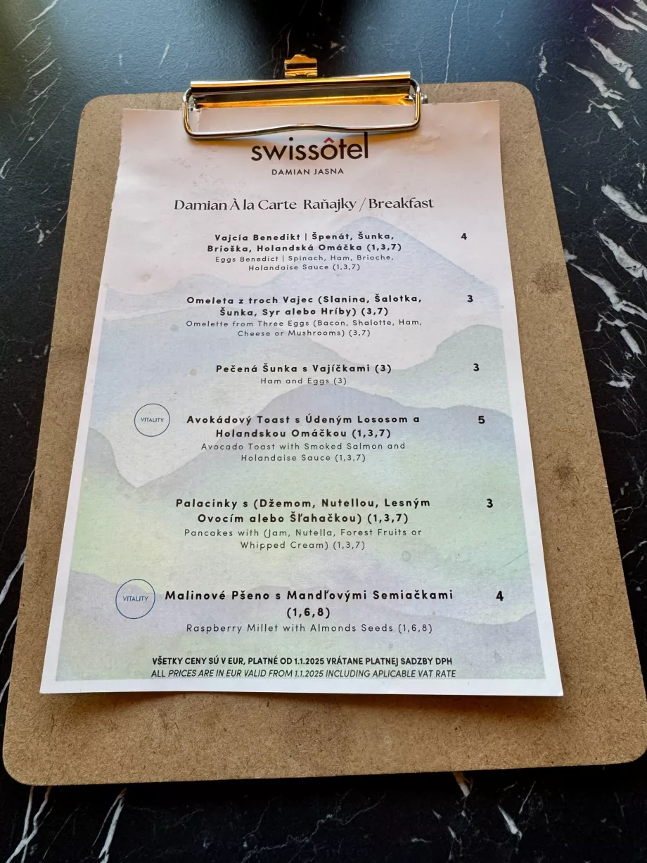 Menu de pequeno-almoço à la carte