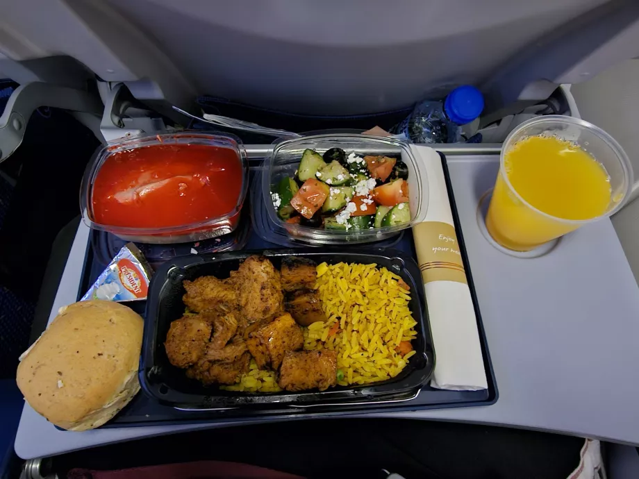 Jantar na KLM num voo de longo curso