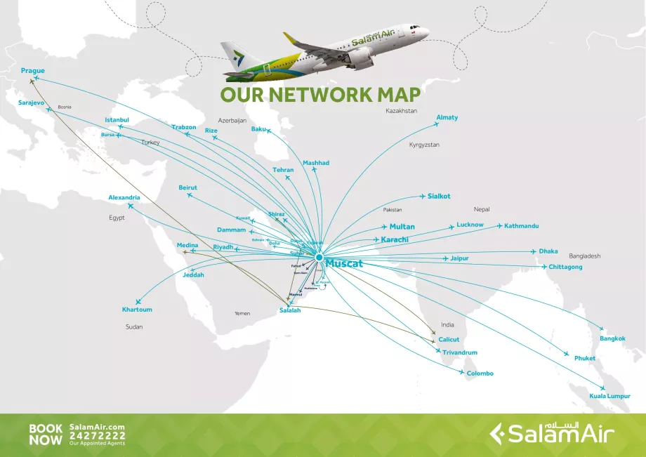 Mapa de rotas da SalamAir