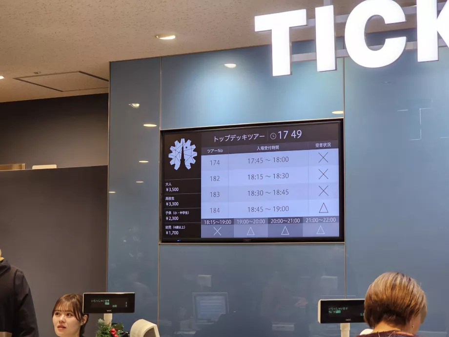 Informações sobre o número de bilhetes gratuitos para o último piso