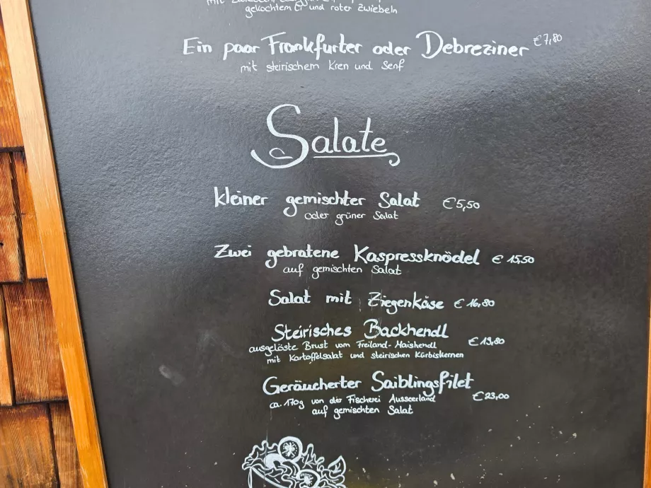Preços nos restaurantes