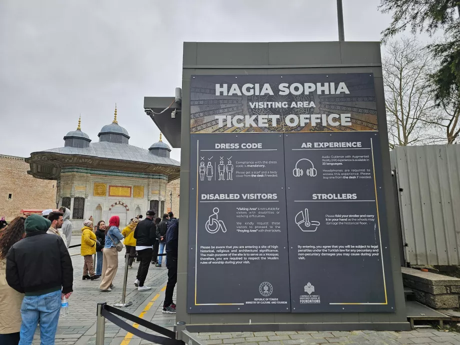 Venda de bilhetes para a Hagia Sofia