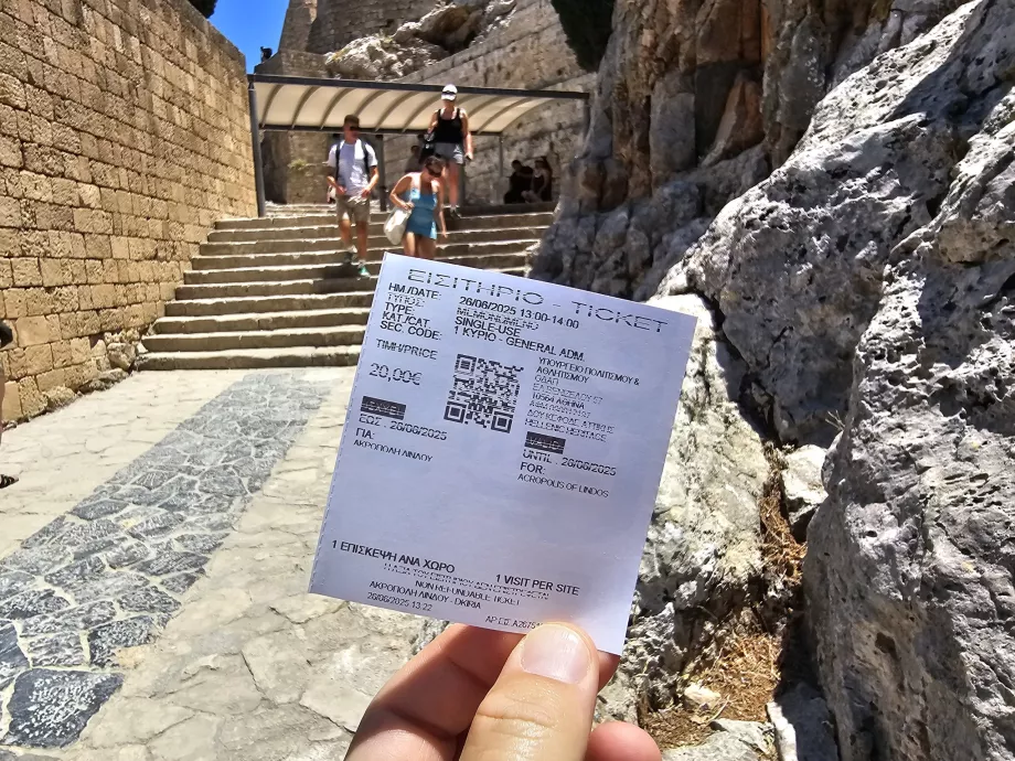 Bilhete para a Acrópole de Lindos