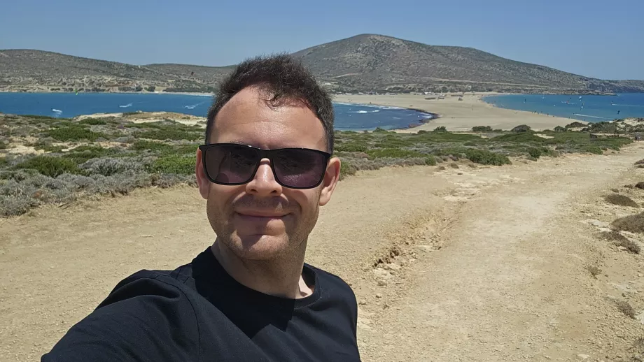 Christopher na praia de Prasonisi