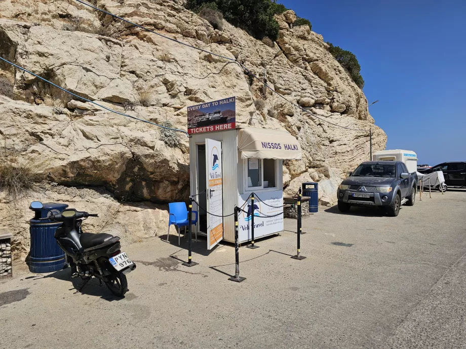 Loja de bilhetes de ferry, porto de Skala Kamirou, Rodes
