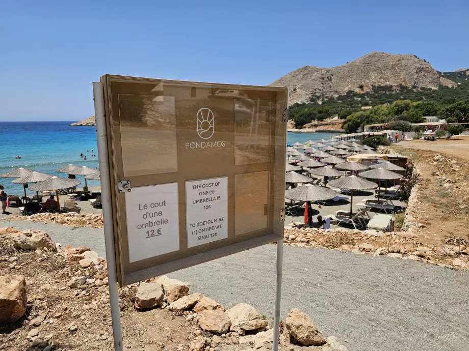 Preços das espreguiçadeiras, Praia de Pondamos