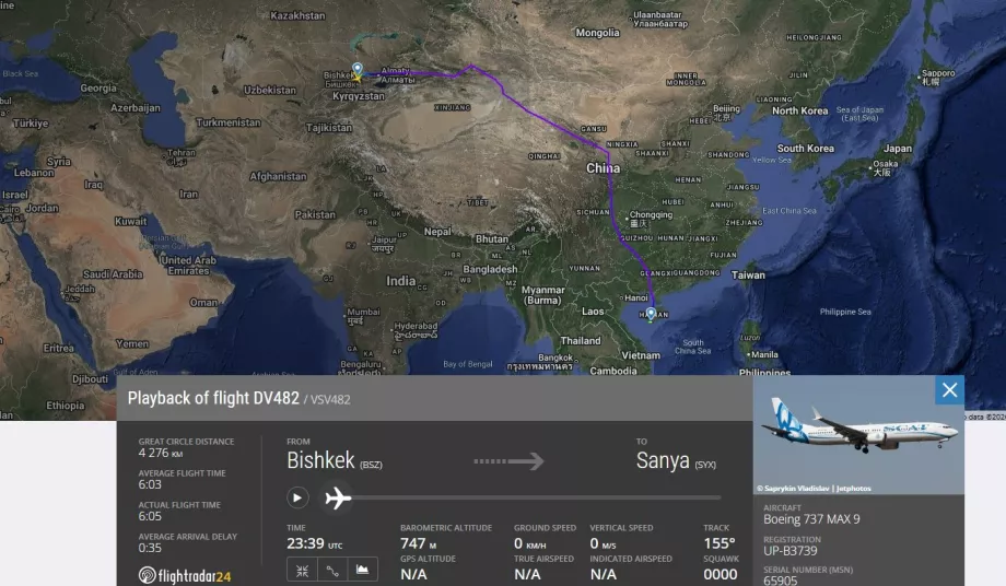 Voo Bishkek - Sanya