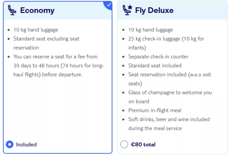 Tui fly Bélgica, tarifas