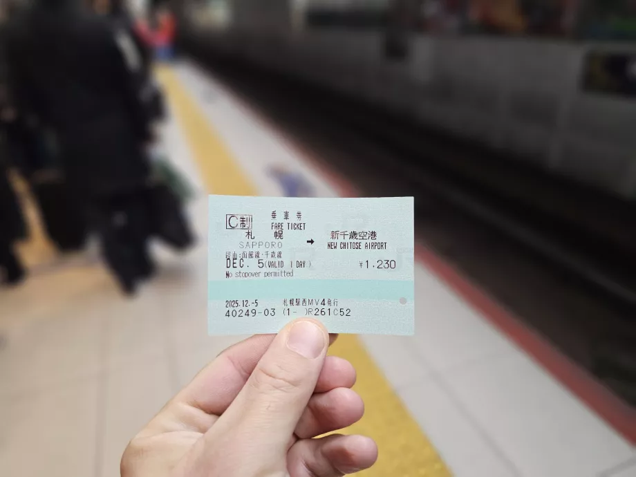 Bilhete de comboio Sapporo -> Aeroporto de Chitose