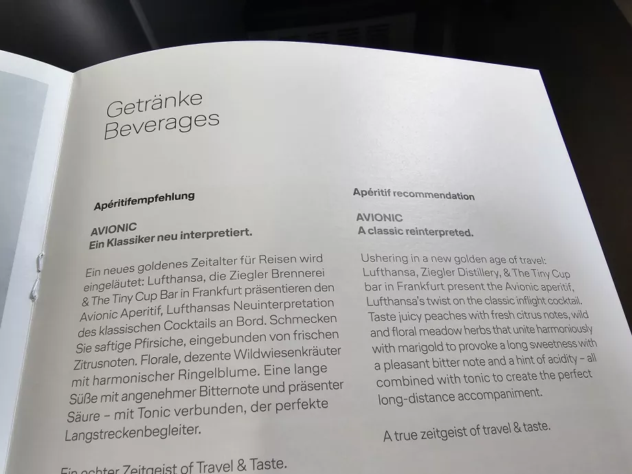 Avionic, cocktail de assinatura