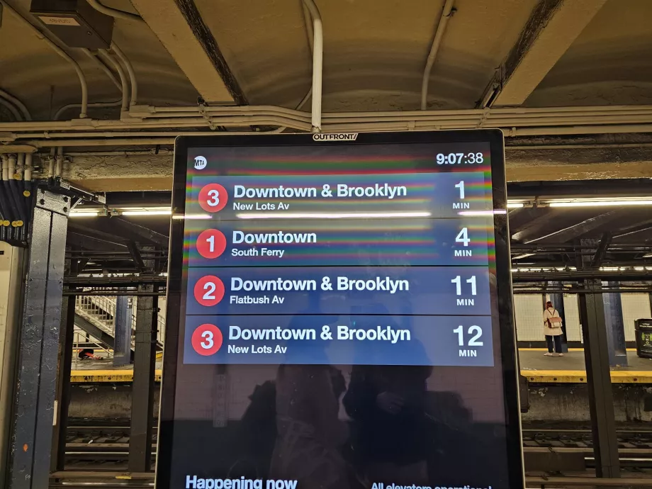 Painéis informativos para as partidas de metro