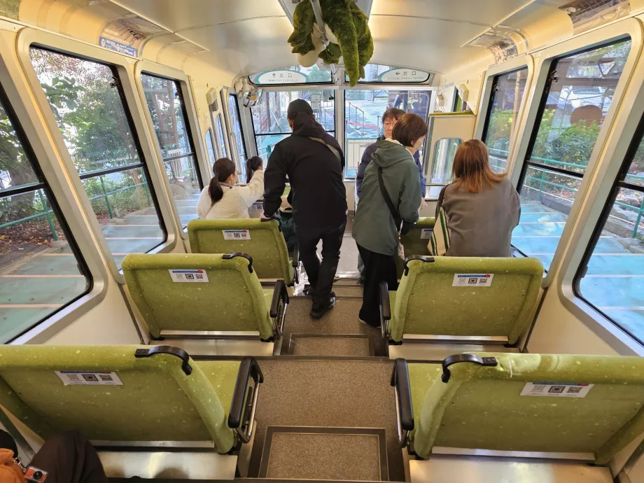 Interior do teleférico Maya