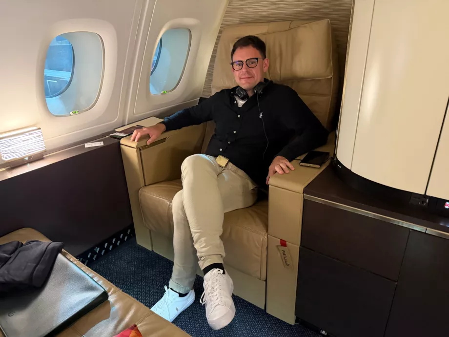 Eu na Primeira Classe da Etihad Airways