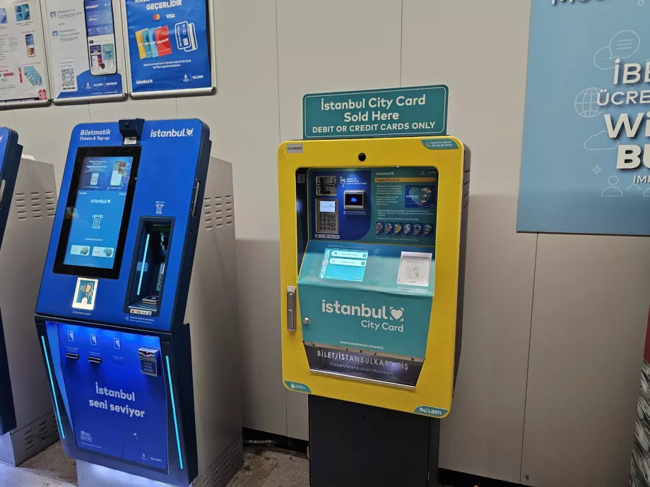 Máquina de venda automática amarela para bilhetes diários e de vários dias