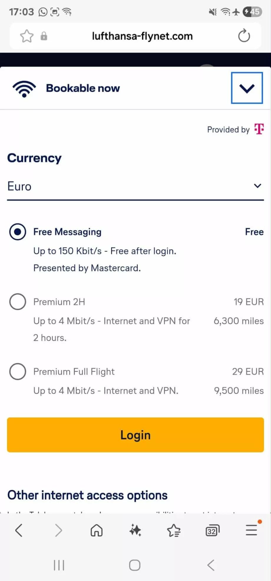 Oferta de Internet a bordo