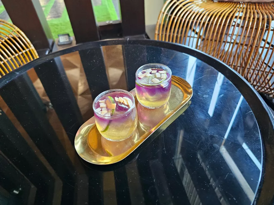 Bebida de boas-vindas no check-in